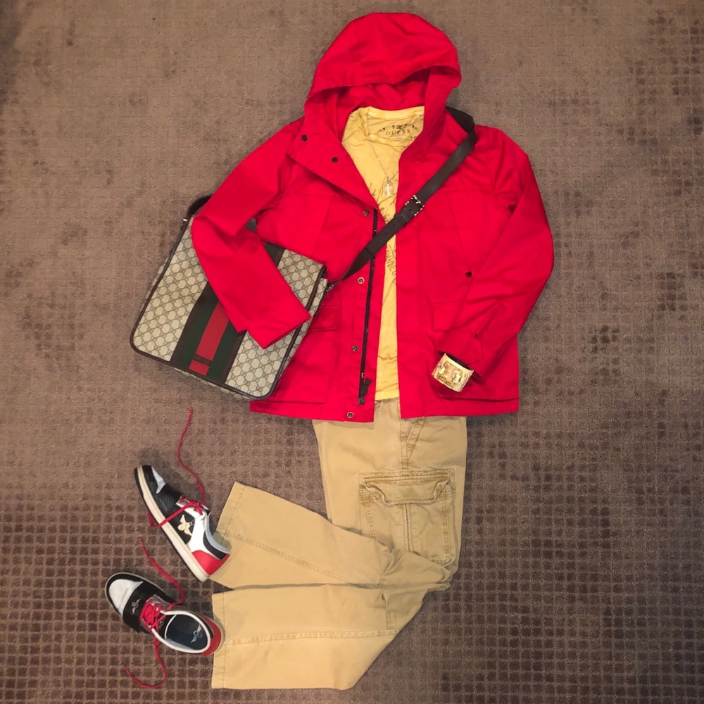 EXPRESS Tech Men’s RED Hooded Jacket SIZE MEDIUM